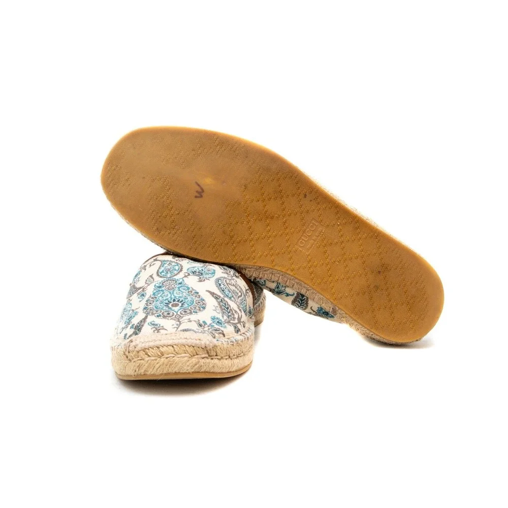 GUCCI Men's Cloth espadrilles Creme and multicolor paisley print Flats Size US 9